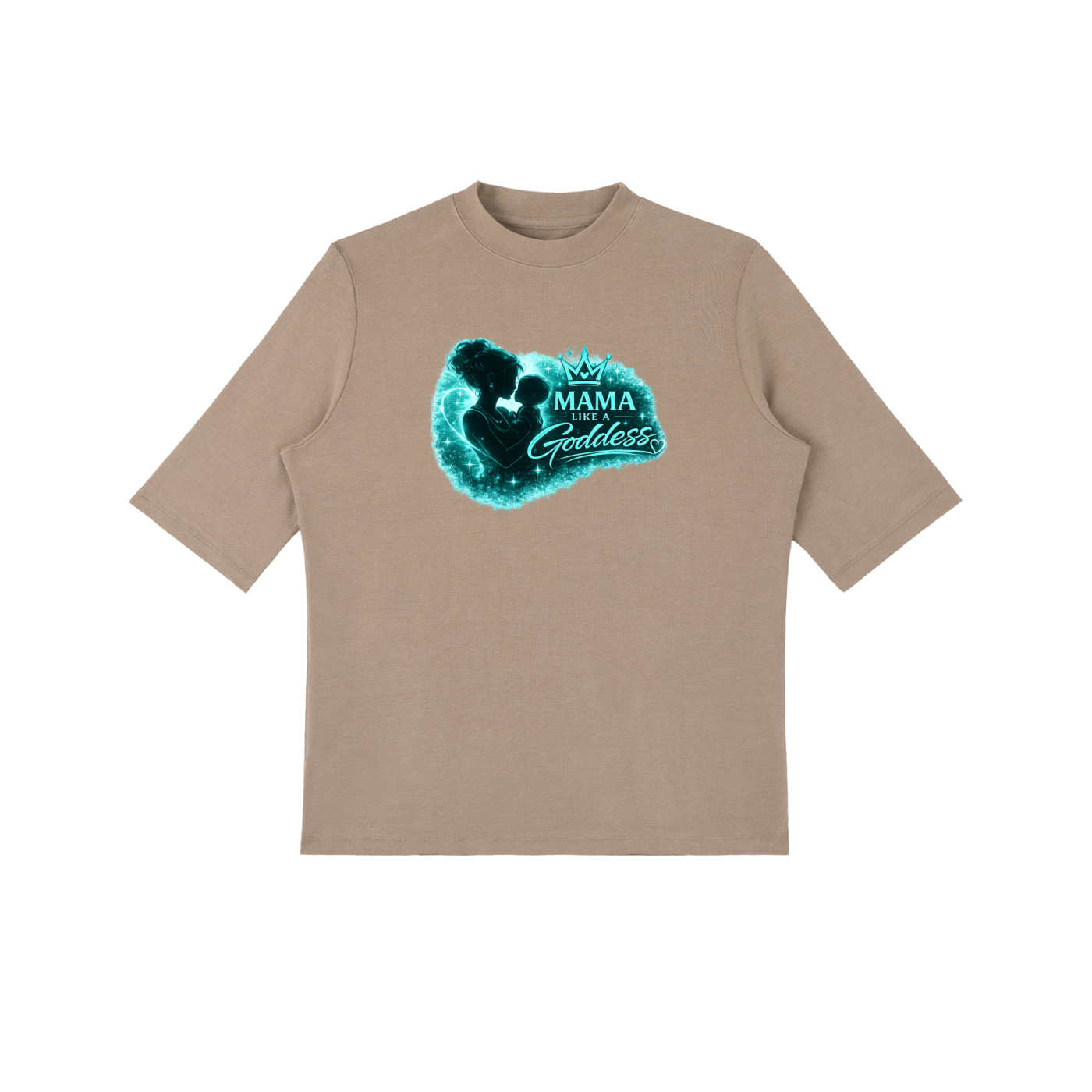 Mama Like A Goddess Essential Mock Neck Short Sleeve T-Shirt