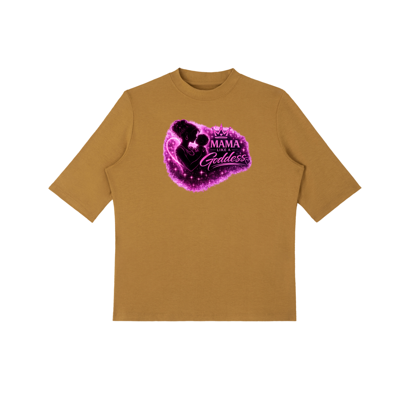 Mama Like A Goddess Essential Mock Neck Short Sleeve T-Shirt