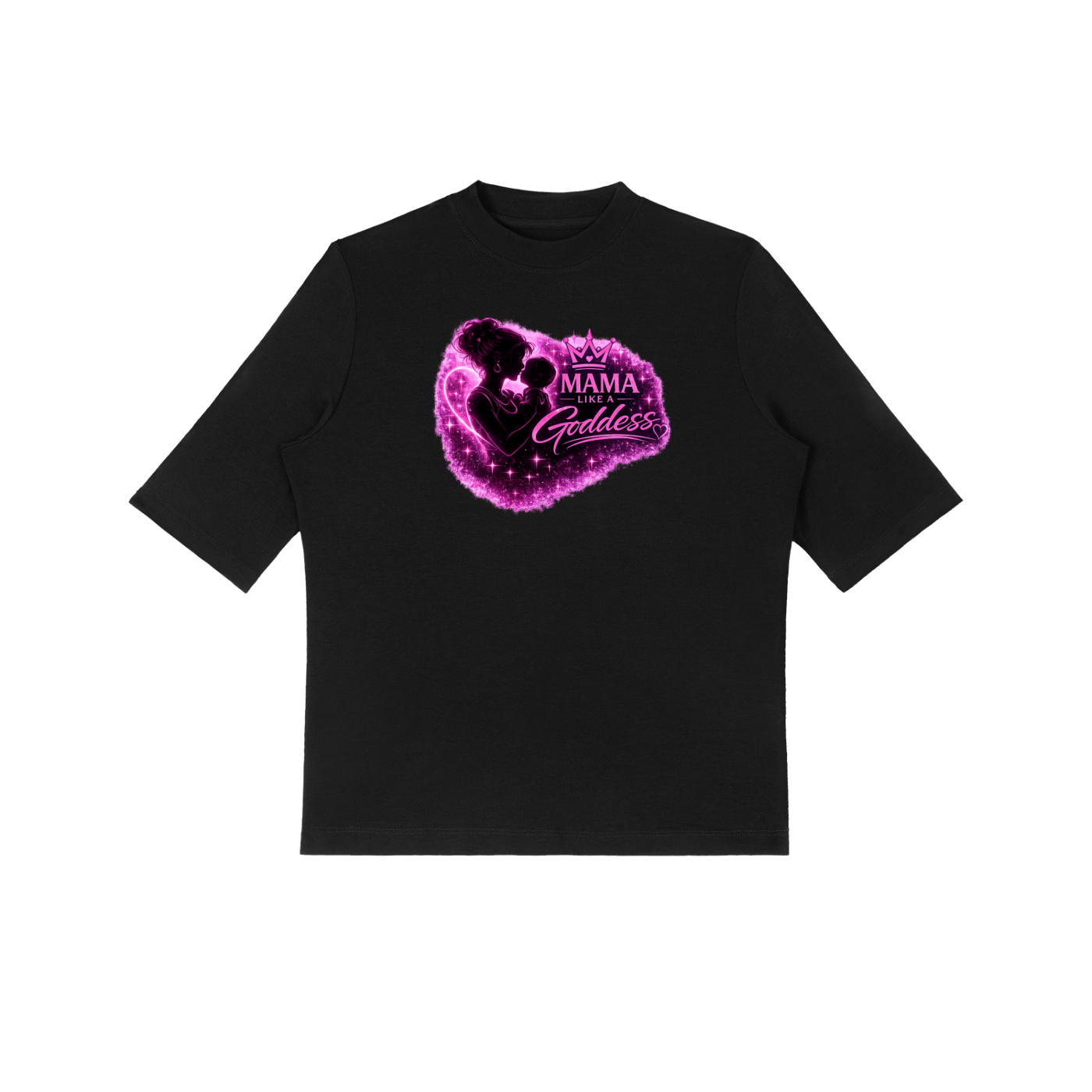 Mama Like A Goddess Essential Mock Neck Short Sleeve T-Shirt