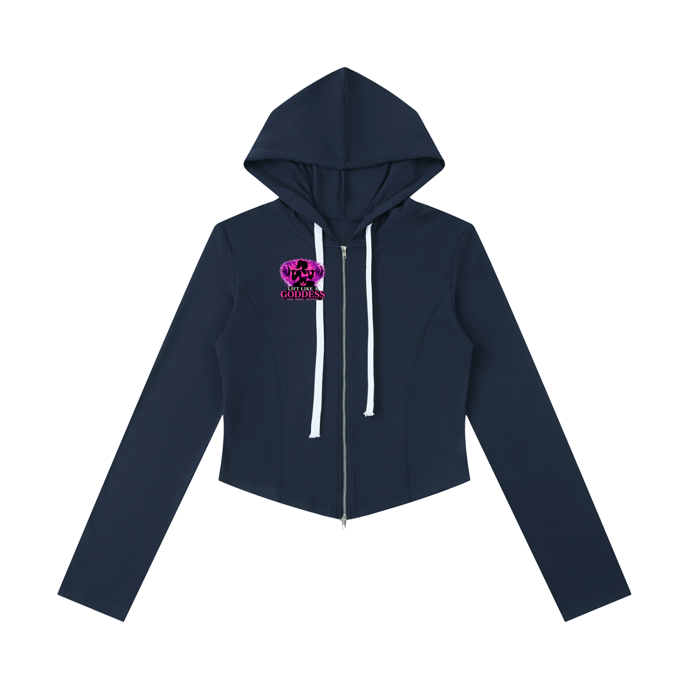 Lift Like A Goddess Women's Slim Cropped Full Zip Hoodie