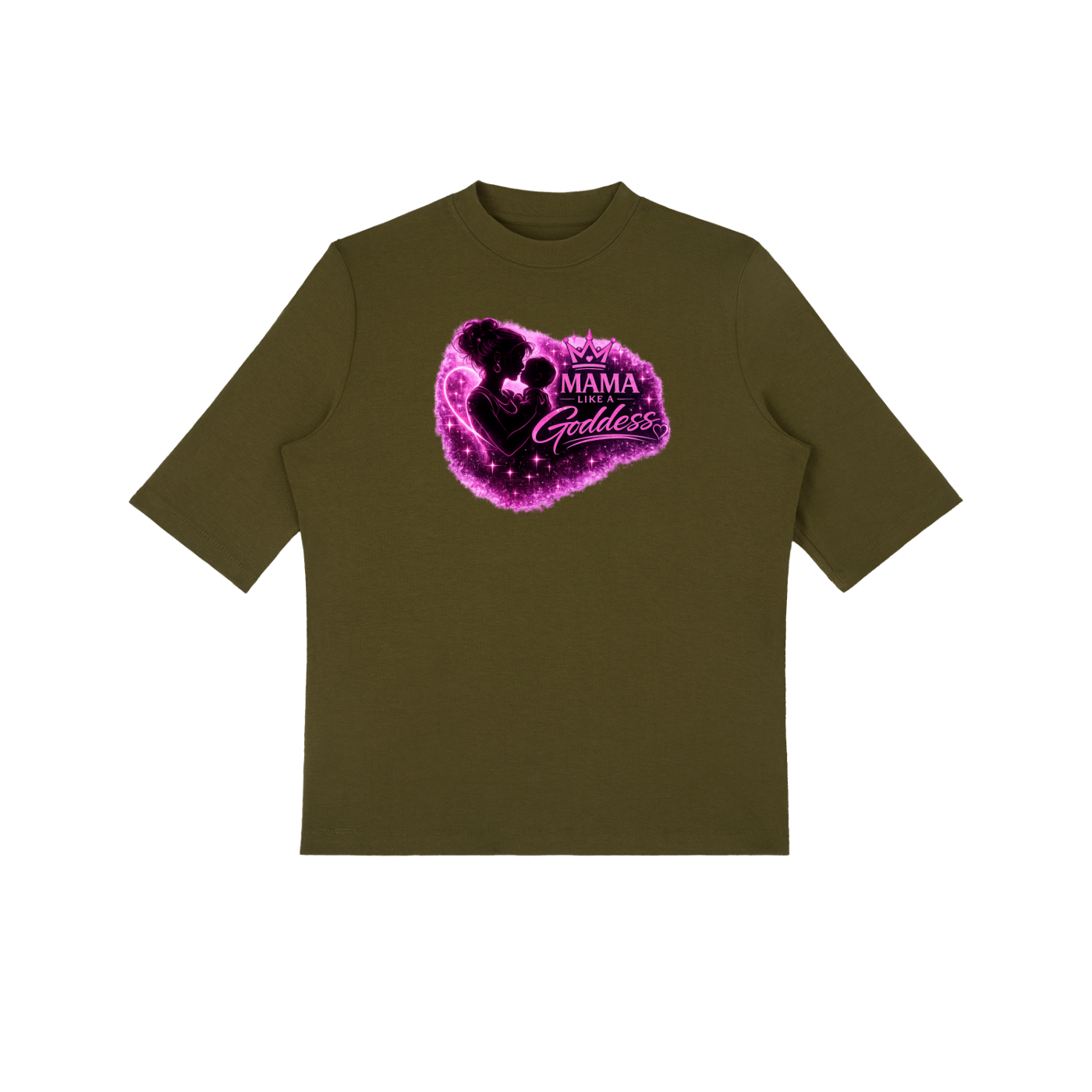 Mama Like A Goddess Essential Mock Neck Short Sleeve T-Shirt