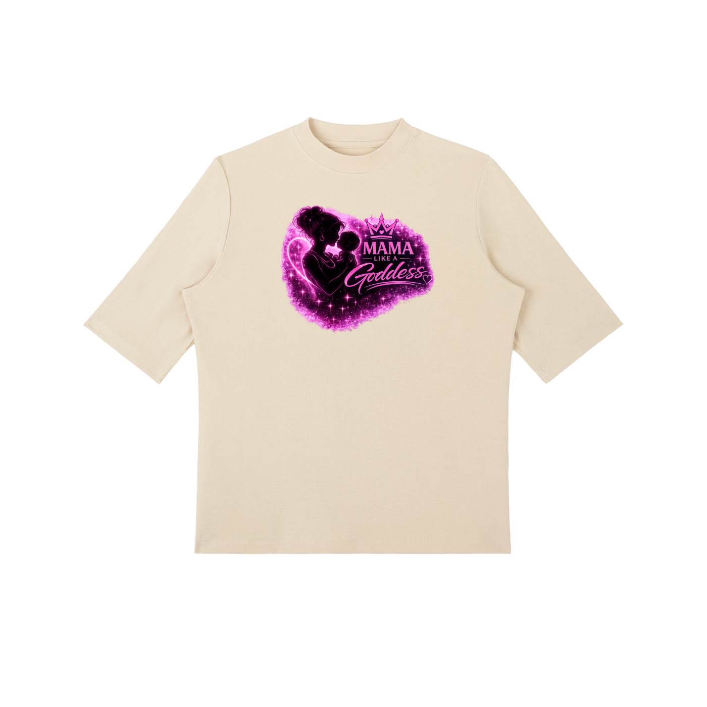 Mama Like A Goddess Essential Mock Neck Short Sleeve T-Shirt