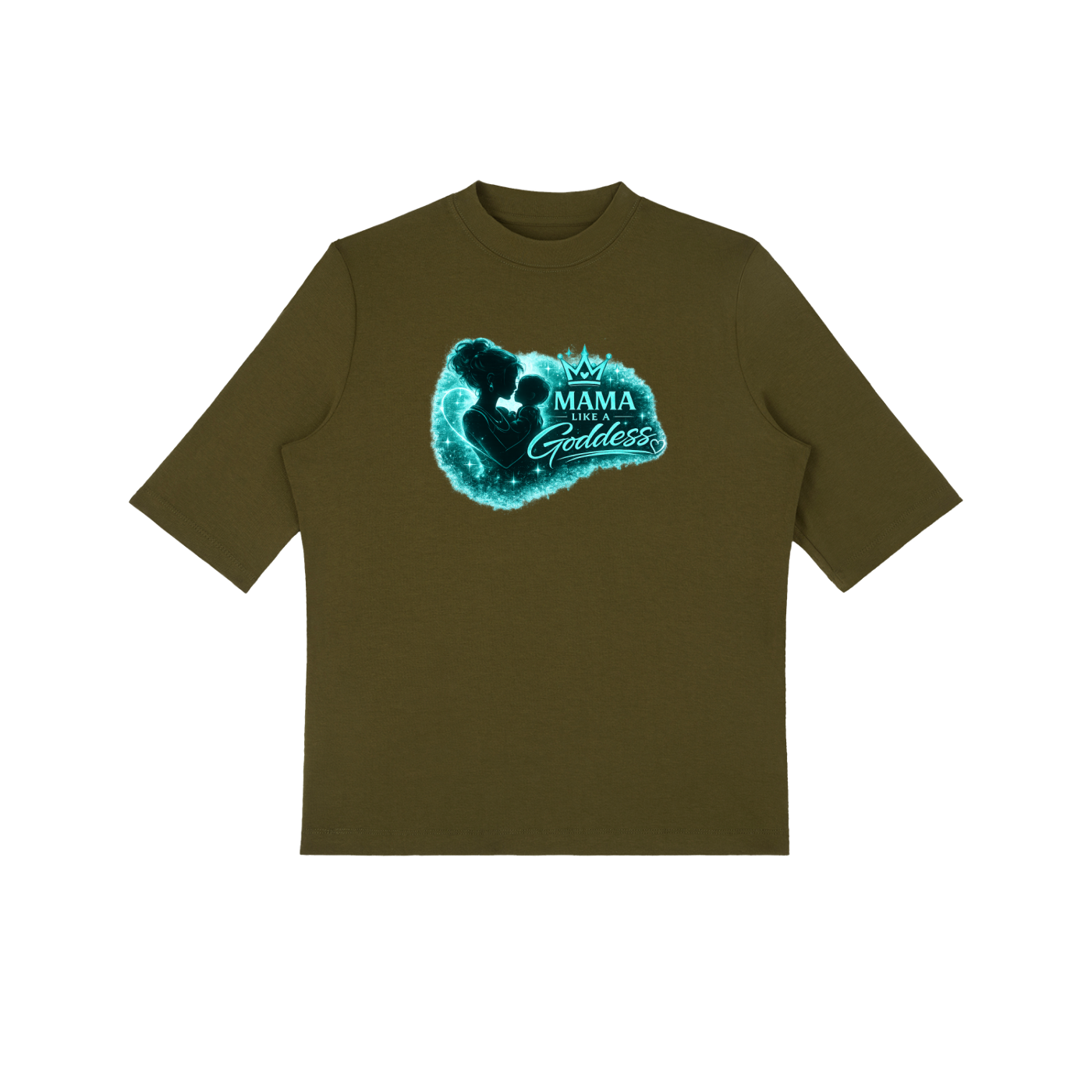 Mama Like A Goddess Essential Mock Neck Short Sleeve T-Shirt
