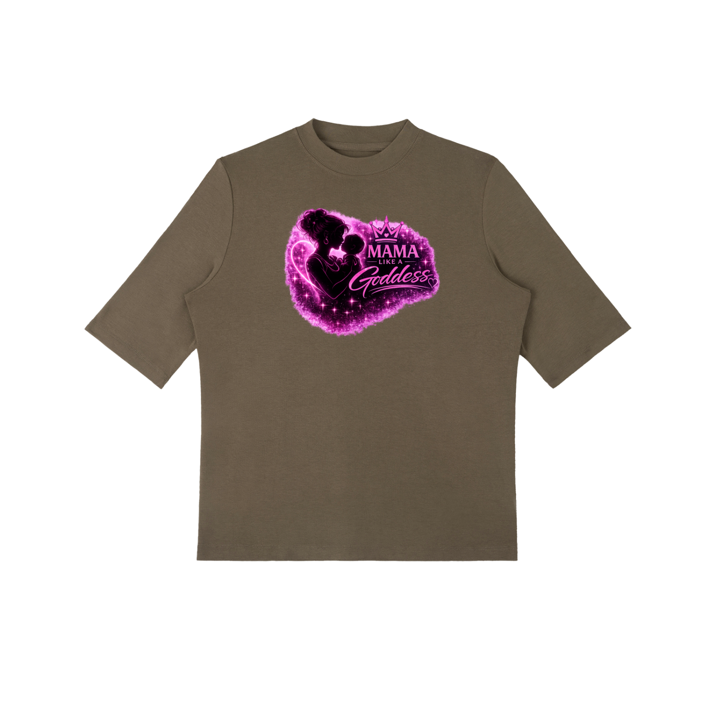 Mama Like A Goddess Essential Mock Neck Short Sleeve T-Shirt