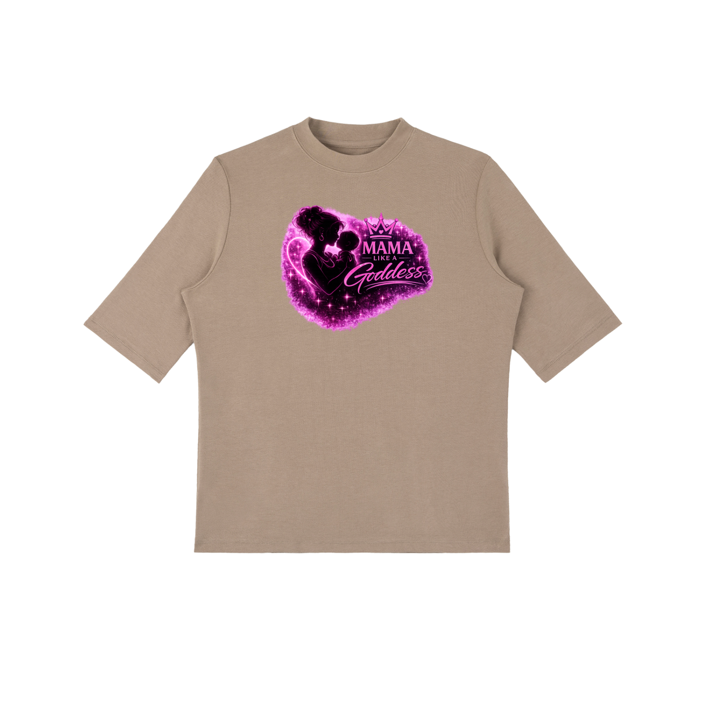 Mama Like A Goddess Essential Mock Neck Short Sleeve T-Shirt